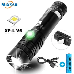 T20 Ultra Bright LED Flashlight With XP-L V6 LED lamp bead Waterproof Torch Zoomable 4 lighting modes Multi-function Flashlight