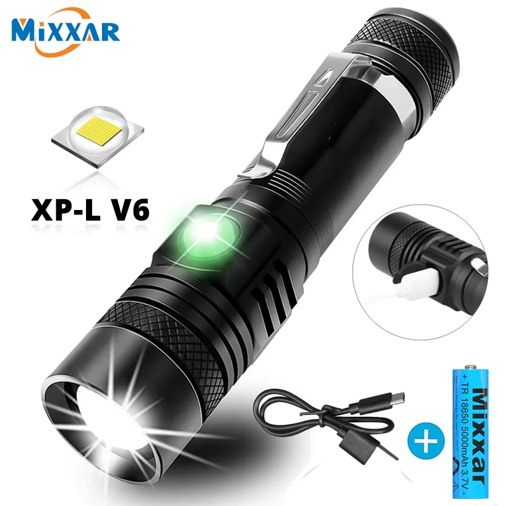 T20 Ultra Bright LED Flashlight With XP-L V6 LED lamp bead Waterproof Torch Zoomable 4 lighting modes Multi-function Flashlight