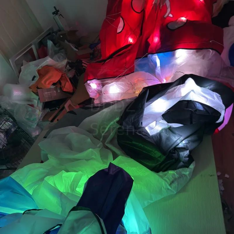 DDDZ 20m LED pirata pulpo noche volando cometa Ripstop tela de nailon línea colgante de lavandería grande suave inflable gran espectáculo cometa