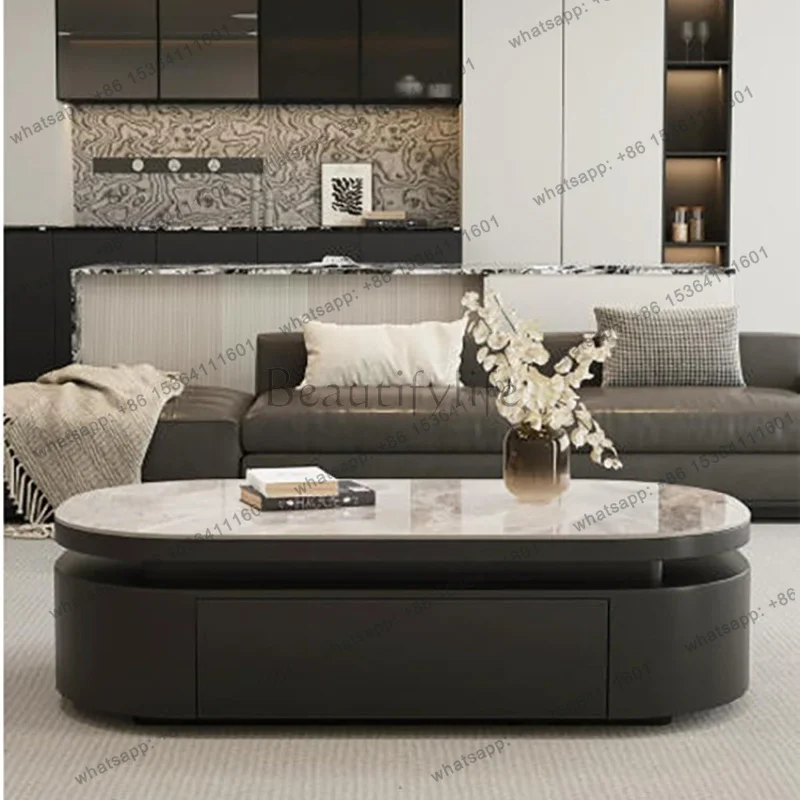 LJY Italian Modern Side Table Luxury Aesthetic Nordic Coffee Table Display Storage Table Basse De Salon Living Room Furniture
