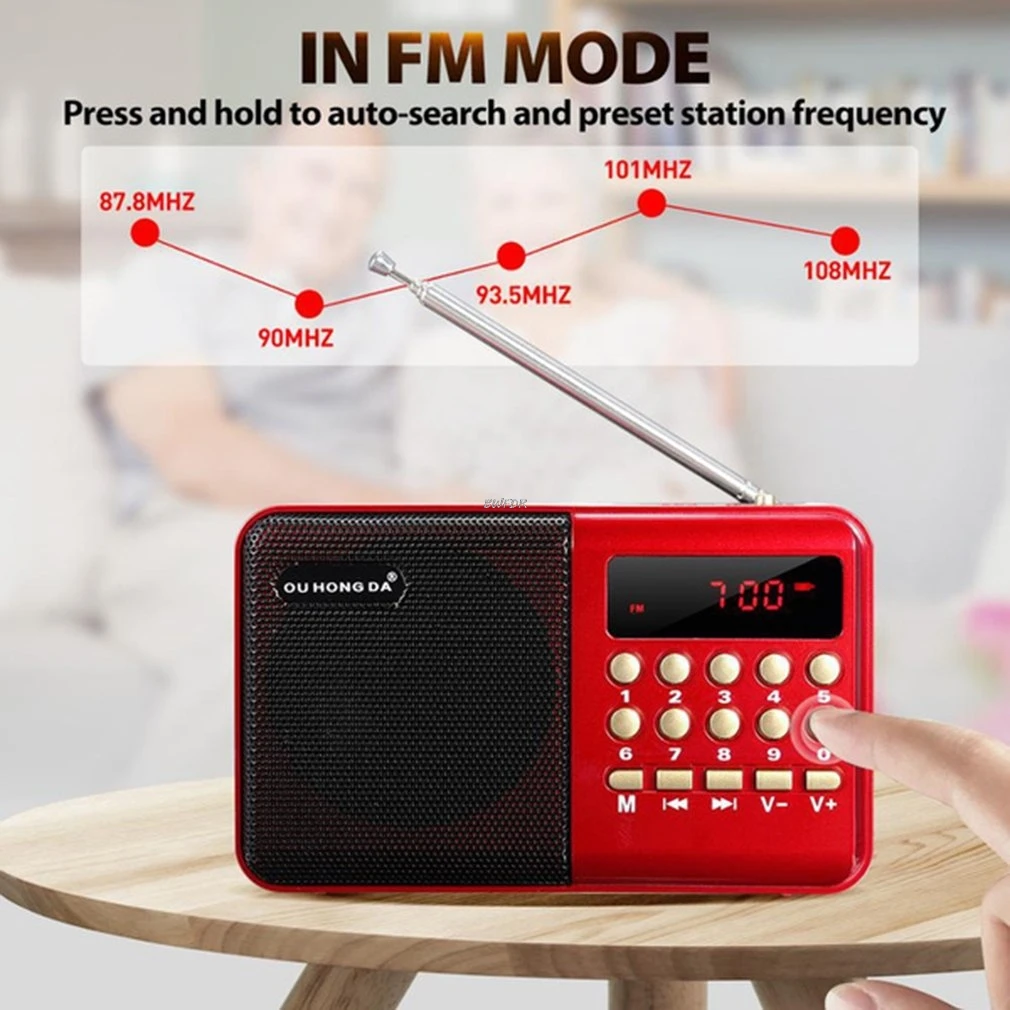 

Mini Portable K11 Radio Handheld USB Rechargeable Digital FM Radio TF MP3 Player Speaker Device רדיו радиоприёмник רדיו קטן נייד