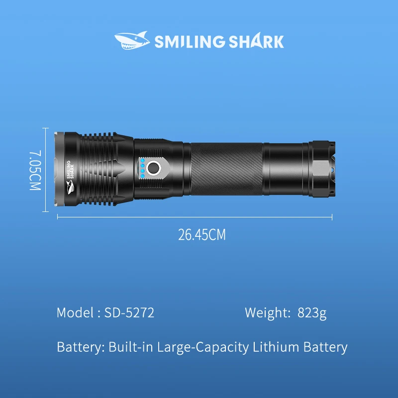 1pcs SMILINGSHARK SD5272 Powerful Zoomable Flashlight, Super Bright M80 Torchlight, USB Rechargeable,  for Camping, Adventures!