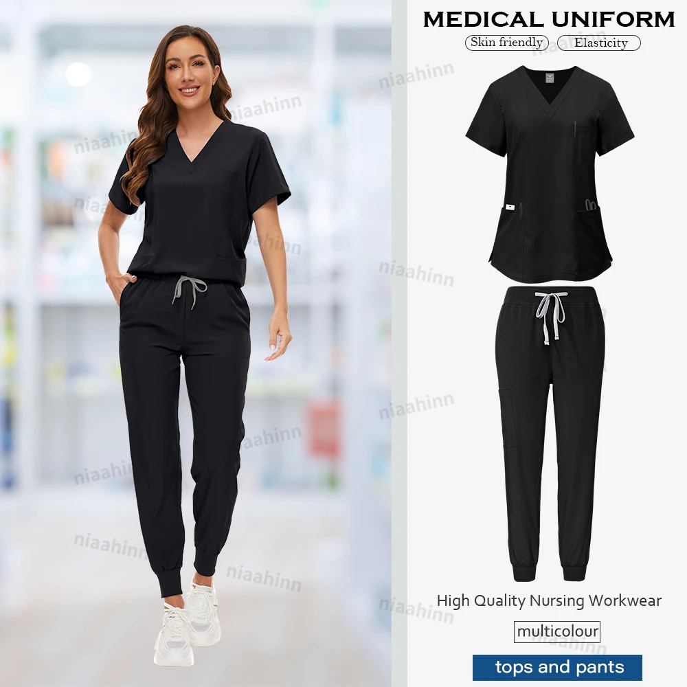 Medizinische Peelings Großhandel Dental Pflege Zubehör Kurzarm Top + Hosen Set OP-Kittel Frauen Atmungsaktive Peeling Spa Uniform – Detail 9