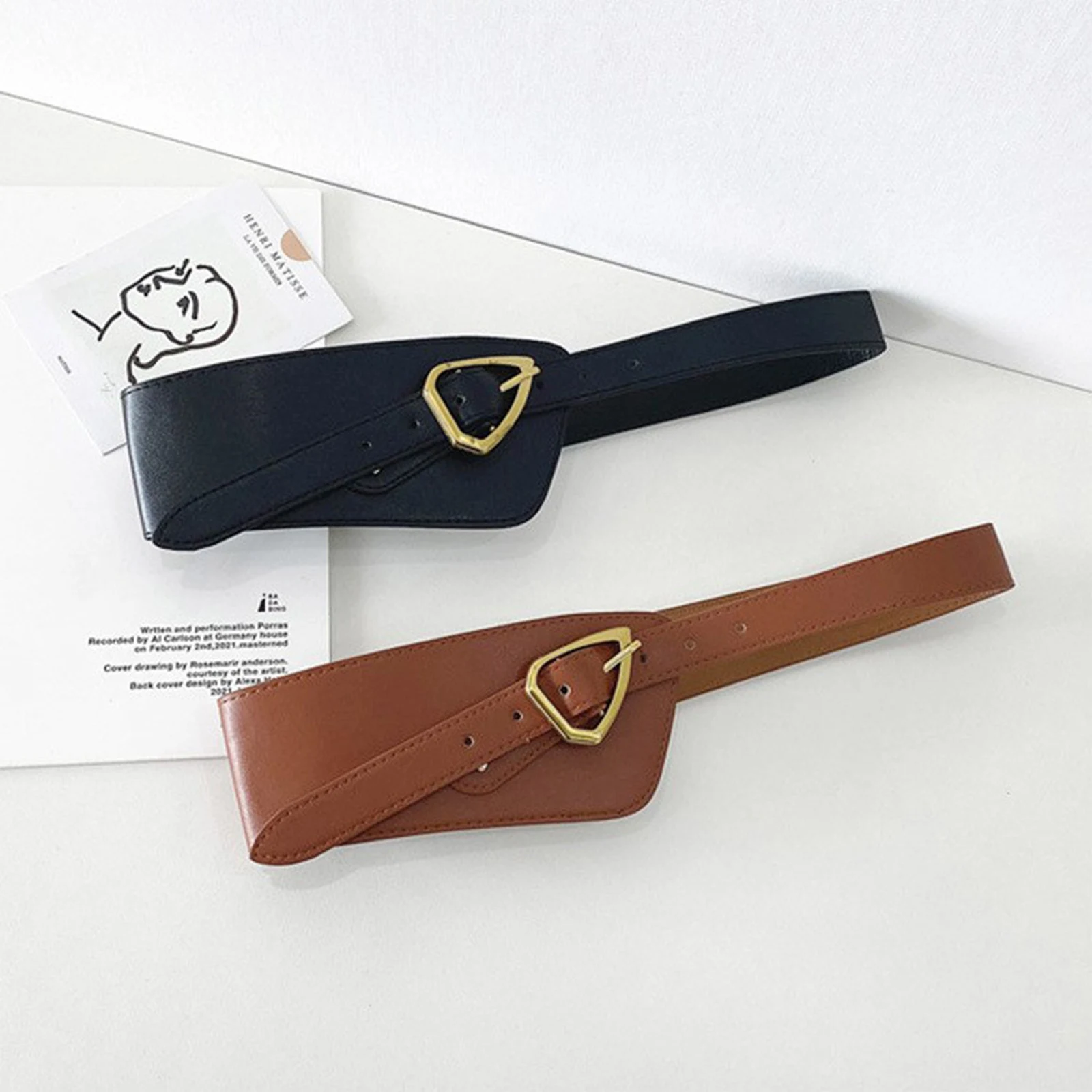 

Модный минималистичный ремень, женский однотонный кожаный ремень из искусственной кожи, широкий пояс, украшение, костюм, куртка, пальто, аксессуары для платья