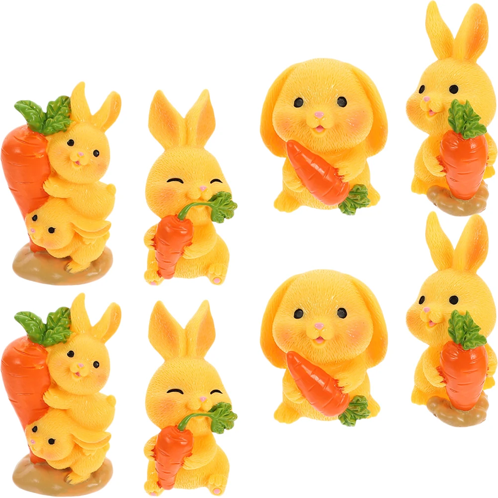 

8pcs naments Resin s Easter Rabbit Statues Decorations Diverse Colors Detailed Statue Bunny