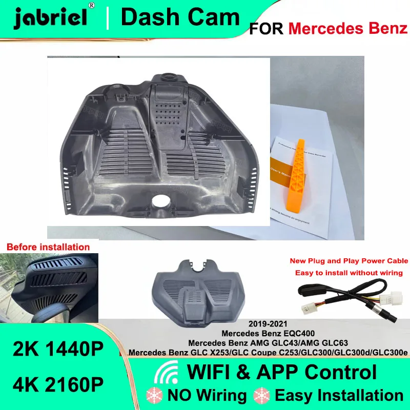 Jabriel for Mercedes Benz GLC300 GLC300d GLC300e GLC x253 c253 AMG GLC43 GLC63 EQC400 2019 2020 2021 Dash Cam 2K 4K Wifi Car DVR