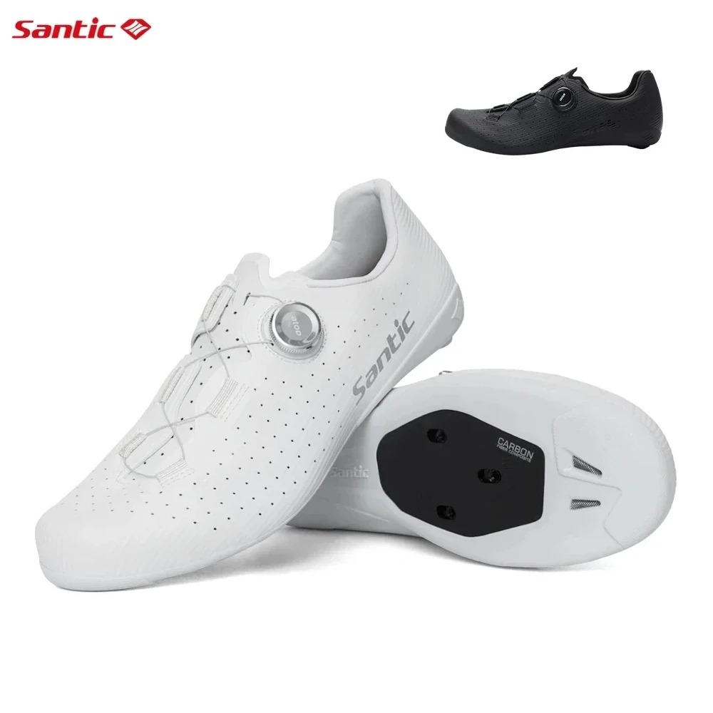 Santic Women / Men\'s Road Bike Shoes with Carbon Fiber+Nylon Outsole Cycling Lock Shoes Pro Competitive Bicycle Sneakers for Men