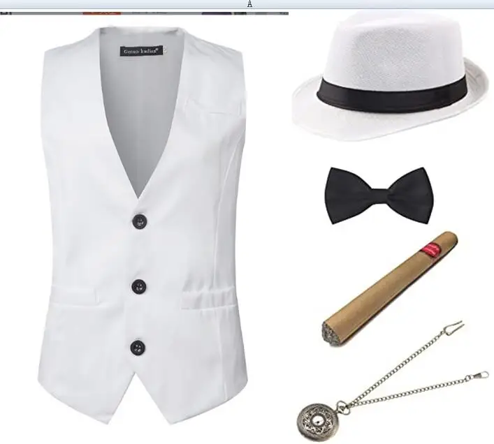 Ulikey Disfraz Años 20 Hombre, Conjunto de Accesorios para Disfraz de Hombre de Años 1920 con Chaleco, Pajarita, Corbata, Bombín, Reloj de Bolsillo, Puro, Brazalete y Bigote (L, Marrón Ulikey Disfraz Años 20 Hombre, Conjunto de Accesorios para Disfraz de Hombre de Años 1920 con Chaleco, Pajarita, Corbata, Bombín, Reloj de Bolsillo, Puro, Brazalete y Bigote (L, Marrón