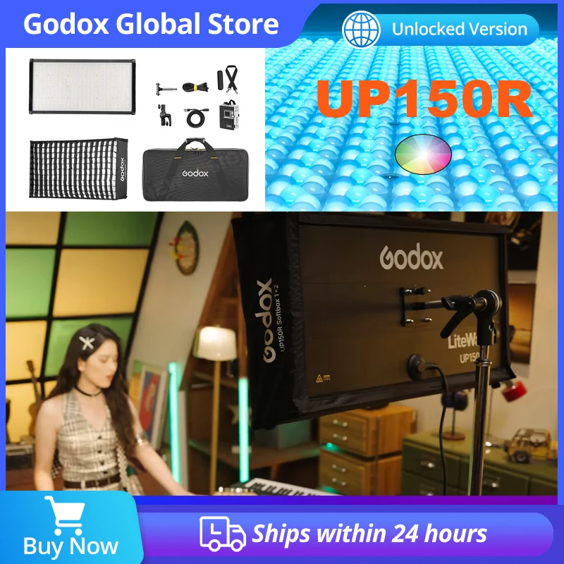 

Godox LiteWafer UP150R Full Color LED Light Panel Slim Profile Design Quick-Release Mounting System Built-in 14 Special Effects