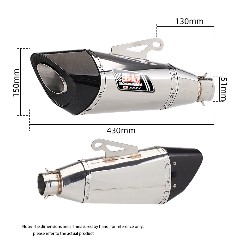 51mm Universal Motorcycle for Yoshimura Modified Exhaust Pipe Carbon Fiber Muffler Silen for PCX125 NMAX155 TMAX530 XMAX300 R11
