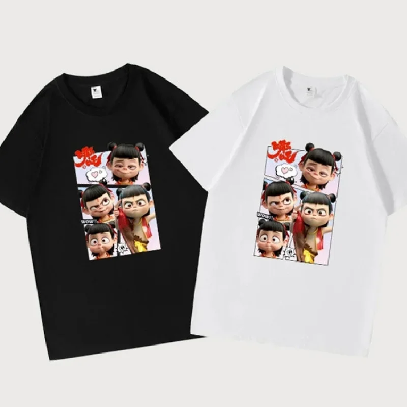 

2025 New Women T-shirt The Movie Nezha: The Devil Child's Trouble Print Short Sleeve T Shirt Harajuku Fashion Unisex Clothes Top