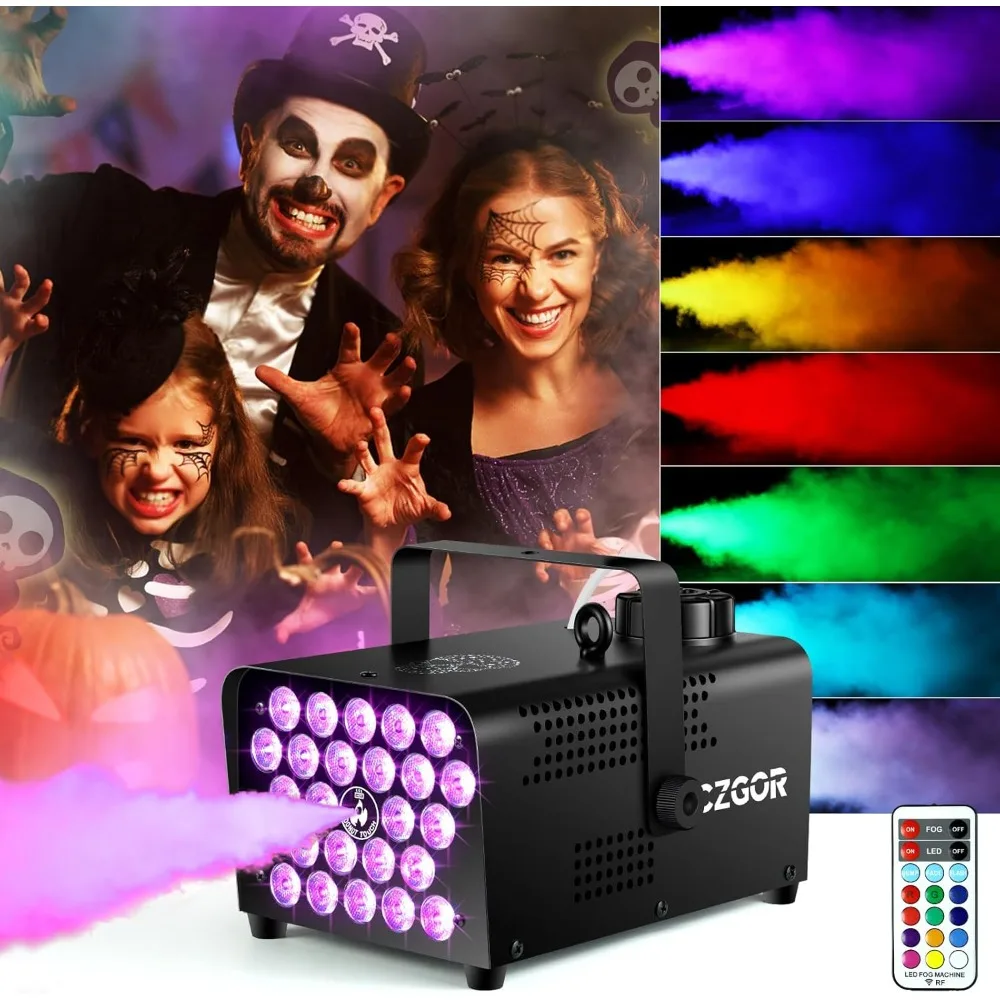 Fog Machine, Czgor 600W Portable Smoke Machine with 24 LED, Portable Fog Machine with Wireless and Wired Remote Control