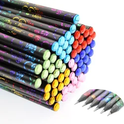 New Product 6 Pieces / Set High Quality Pencil Packaging 6 Colorful Diamond Pencils Of Different Colors Cute School Black Wooden