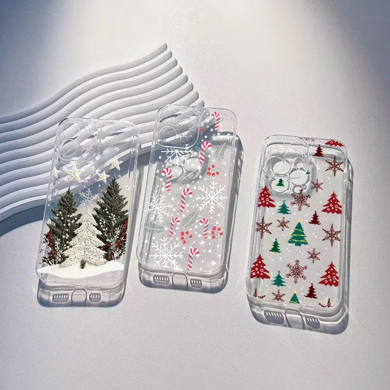 Snowflake Christmas Tree Case For Vivo Y31 V60 V30 V27 V40 V50 Lite V25 V23 V21E V20 V21 V23E V27E V29E Y200 V20SE Clear Cover