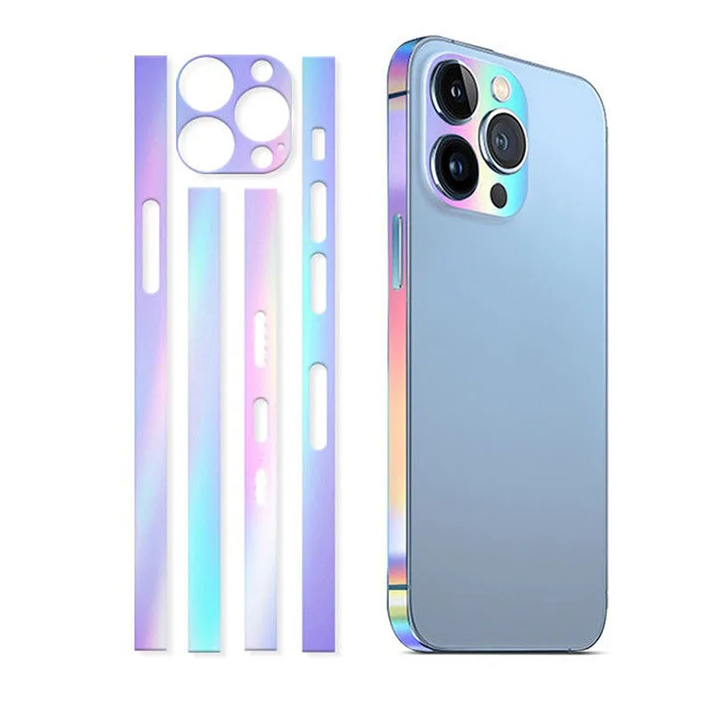 

Dazzling Colorful Luminous Frame Film Modified Wrap Skin For iPhone 14 13 12 Pro Max Camera Screen Protector Side Border Sticker