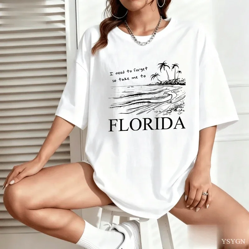 I Need To Forget So Take Me To Florida T-shirts Women Trendy Tortured Poets Department Tee TTPD Tshirt Concert Outfit Cotton Top