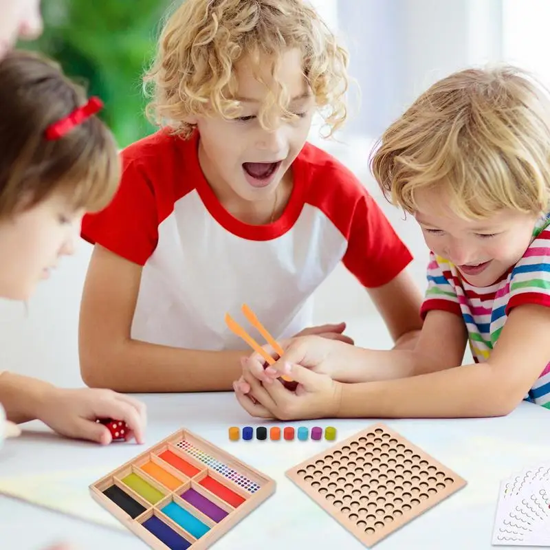 

Rainbow Bead Game Color Sorting Bead Game Attention Training Wood Beads Game For Early Education Parent-Child Interaction