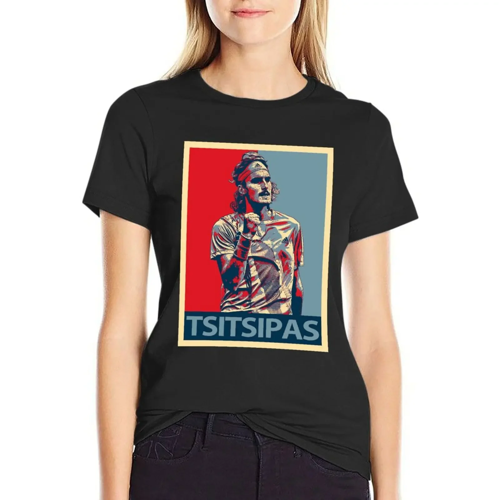 

stefanos tsitsipas T-shirt cute tops vintage clothes oversized woman t shirt