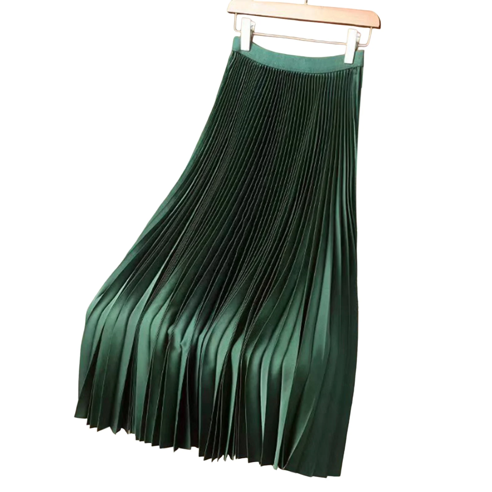 

Women Elastic Waist Pleated Skirt High Waist Pleated Midi Skirt for Halloween Christmas New Year