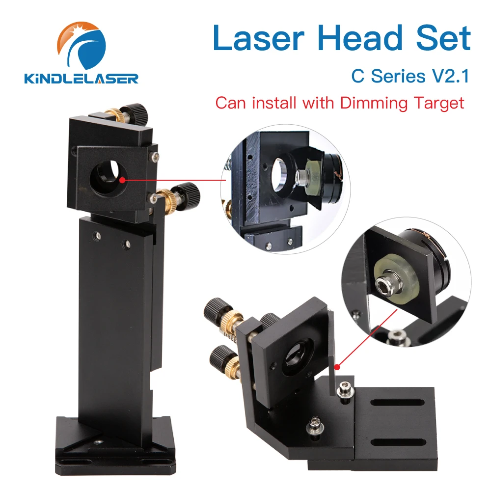 Testa laser CO2 KINDLELASER serie C Dia.18 FL38.1 e Dia.20 FL50.8 / 63.5/101.6mm Supporto per macchina da taglio per incisione laser (nero)