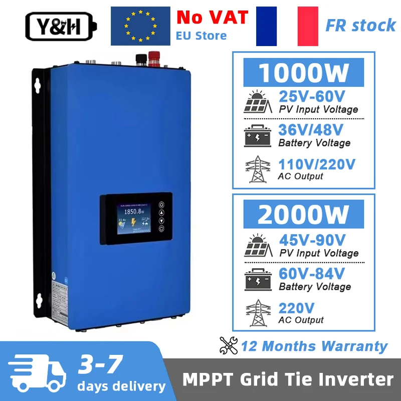 Y&H 1000W 2000W MPPT Grid Tie Inverter con sensore limitatore DC22-65V/45-90V AC220V per pannello solare e supporto batteria WiFi