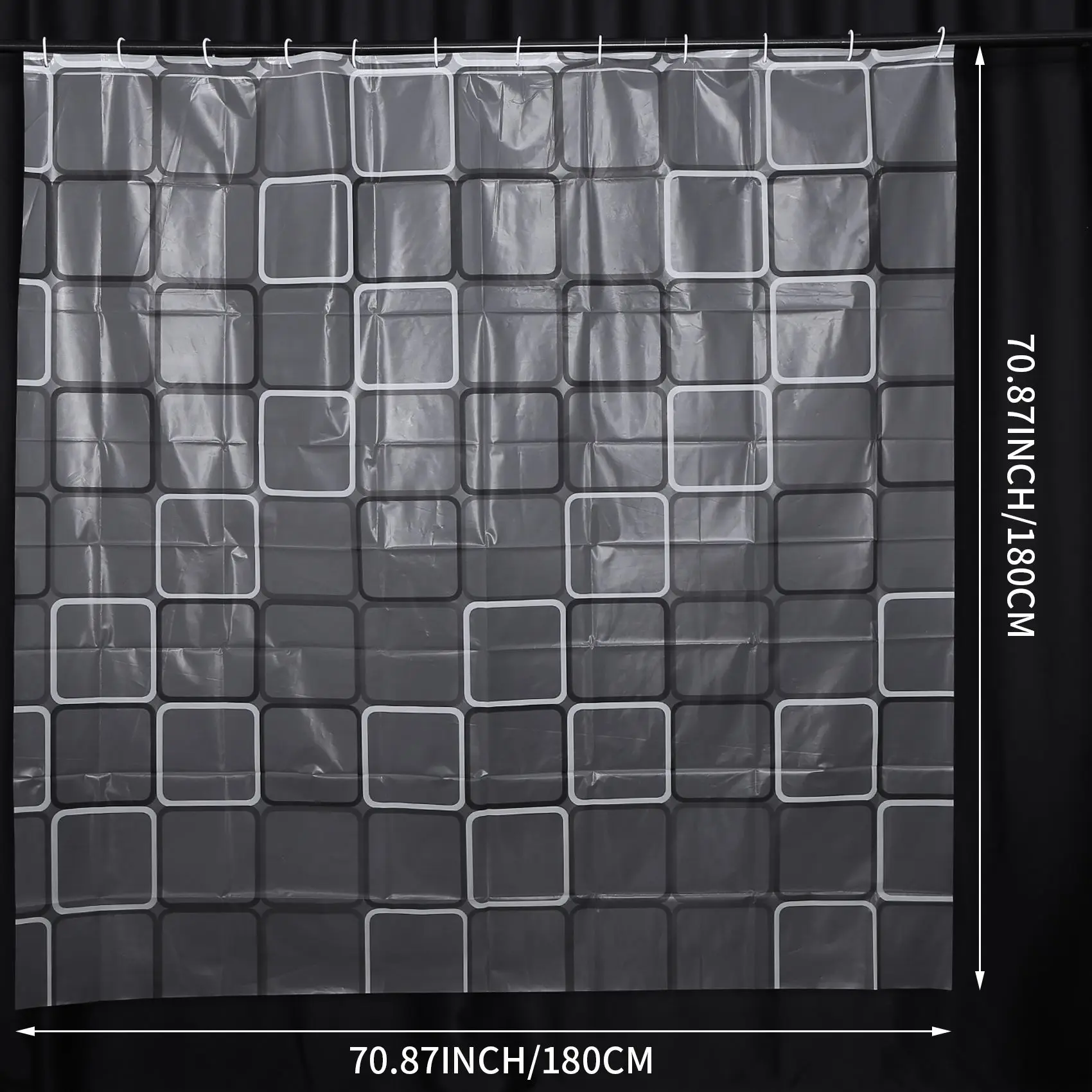 ABHZ-Wodoodporna zasłona prysznicowa z 12 haczykami do łazienki i toalety