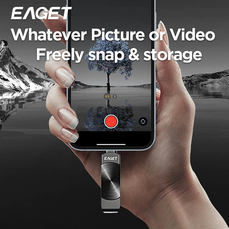 Eaget USB-Flash-Laufwerk MFi-Beleuchtung auf USB 3.2 Pendrive 64 GB 128 GB 256 GB 1 TB USB-Speicherstick für iPhone IPad PC-Telefone Laptops