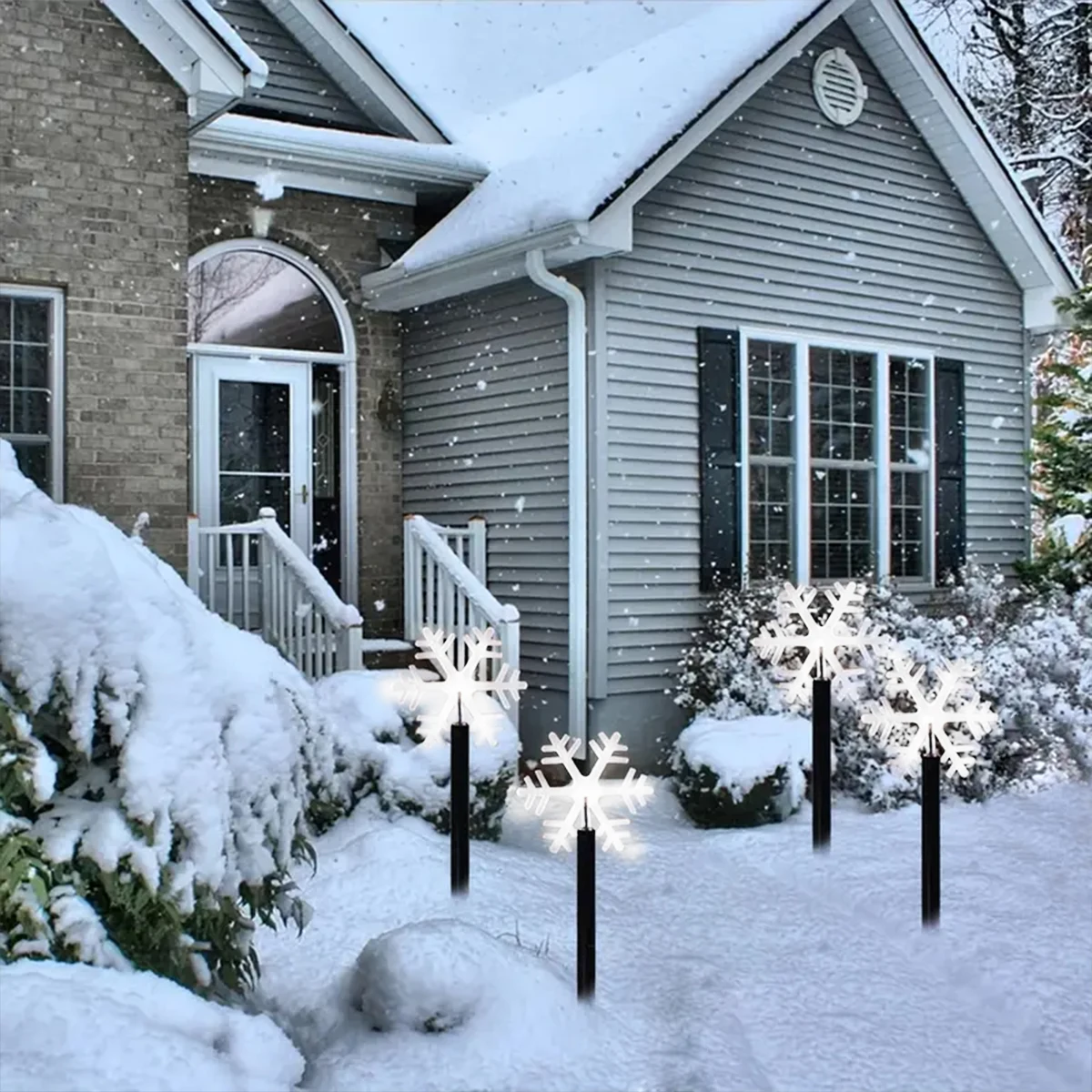 4pcs/set Solar Christmas Pathway Lights Outdoor Waterproof Solar Stake Light For Home Garden Yard Sideway Holiday Xmas Decor