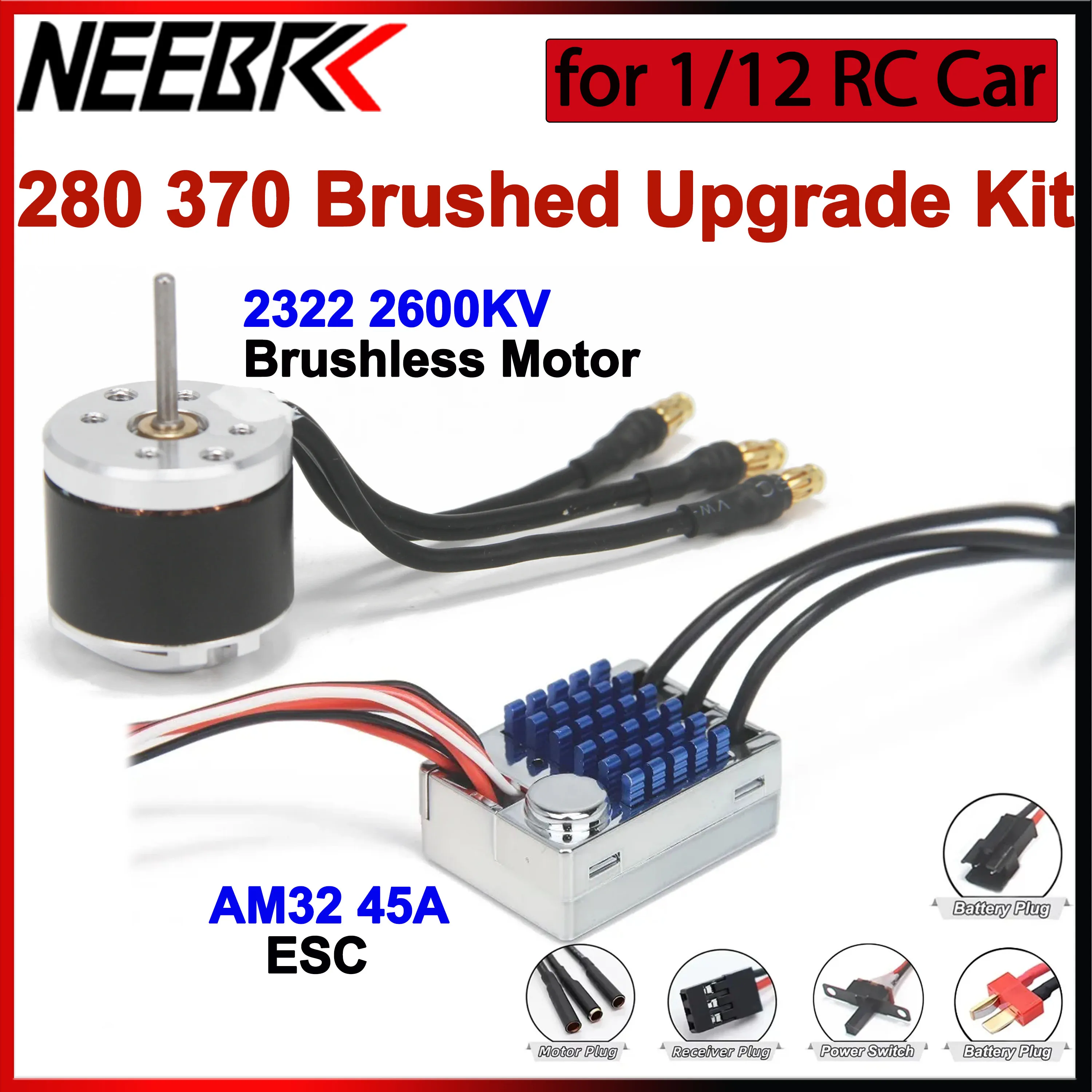 280 370 نحى ترقية جزء 2322 2600KV Outrunner فرش السيارات AM32 45A ESC ل 1/12 RC سيارة الزاحف محوري SCX24 MN WPL C74