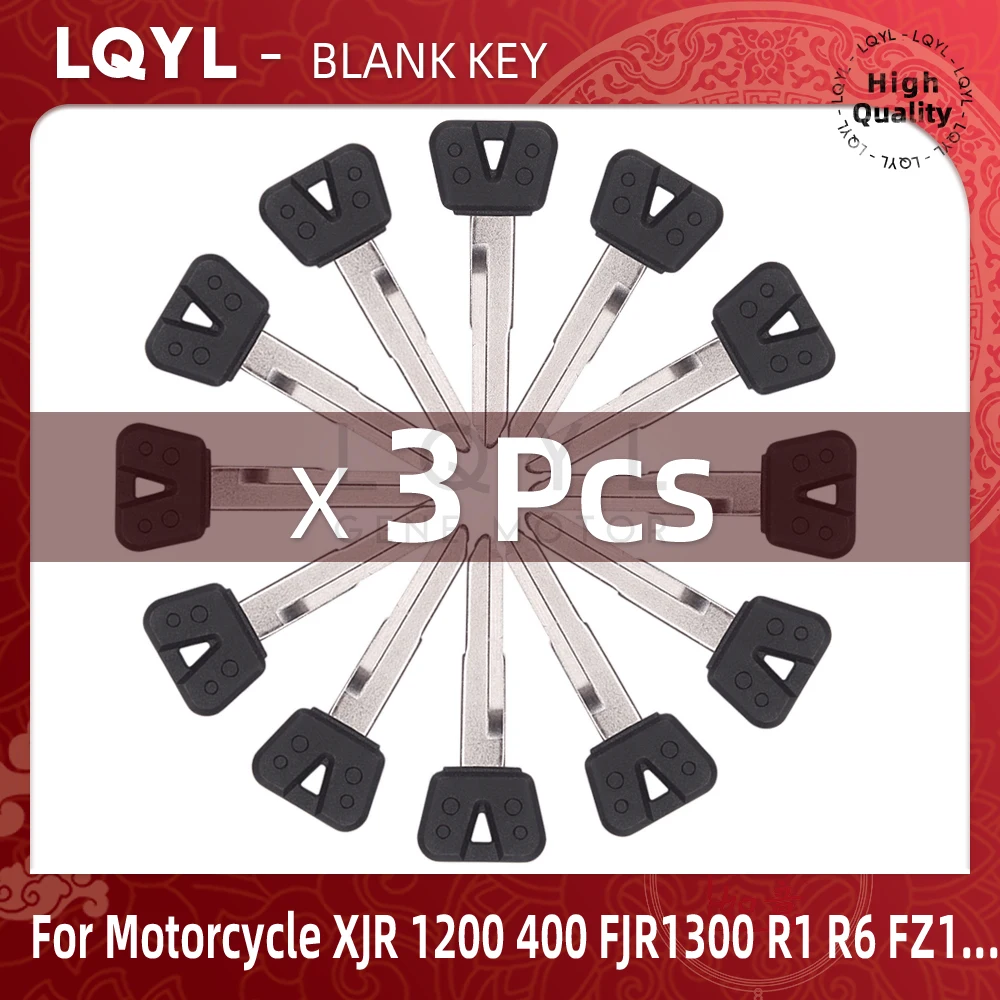 3Pcs Blank Key Motorcycle Replace Uncut Keys For YAMAHA SVS400 XJR1200 FJR1300 R1 R6 FZ1 FZ4 FZ6 FZ8 S N XJR400 XJ6 FZR400 SR400