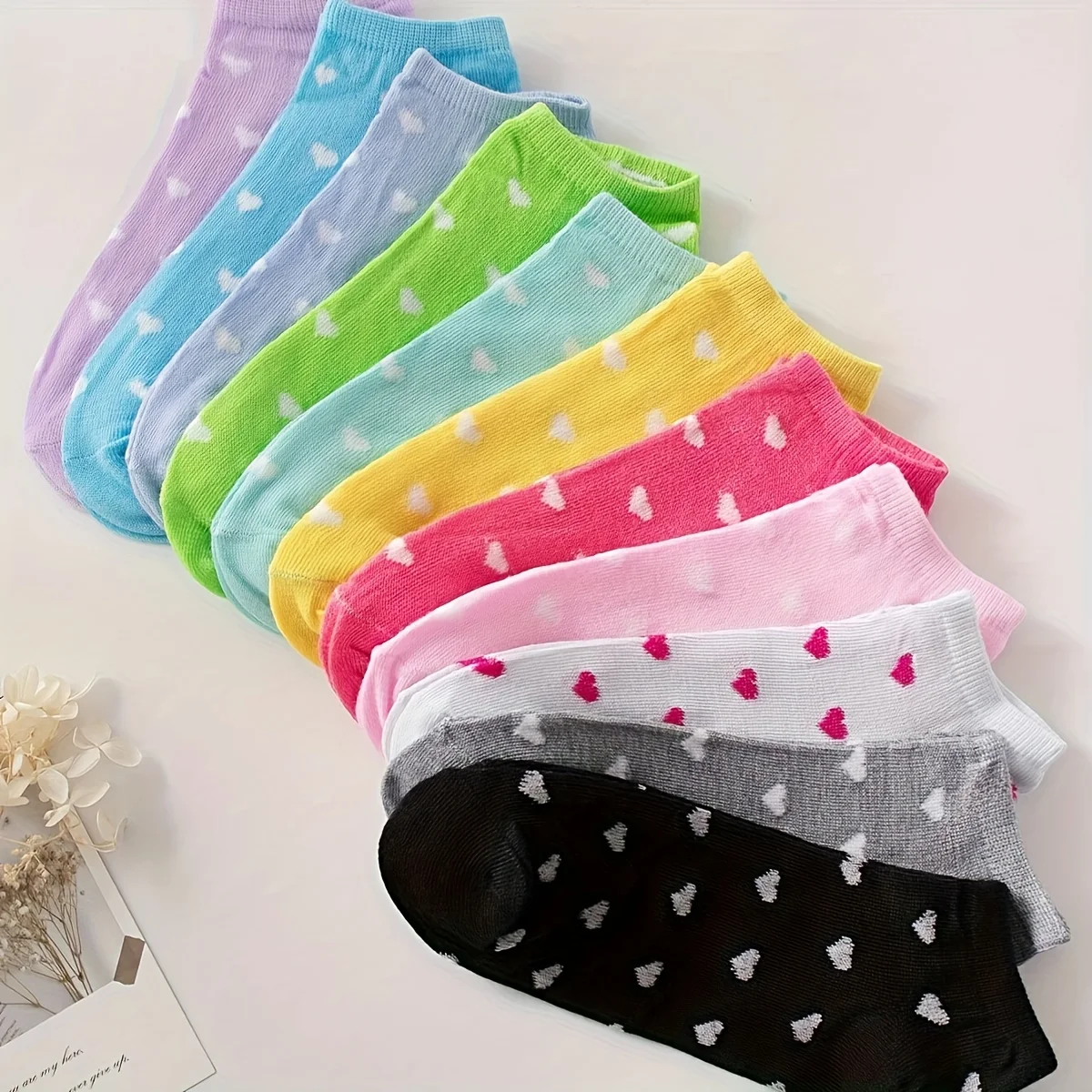 10Pairs Women Candy‑Colored Ankle Socks Random Color Low‑Cut Short Socks Fashion Casual Socks Set For Daily Wear Women Footwear