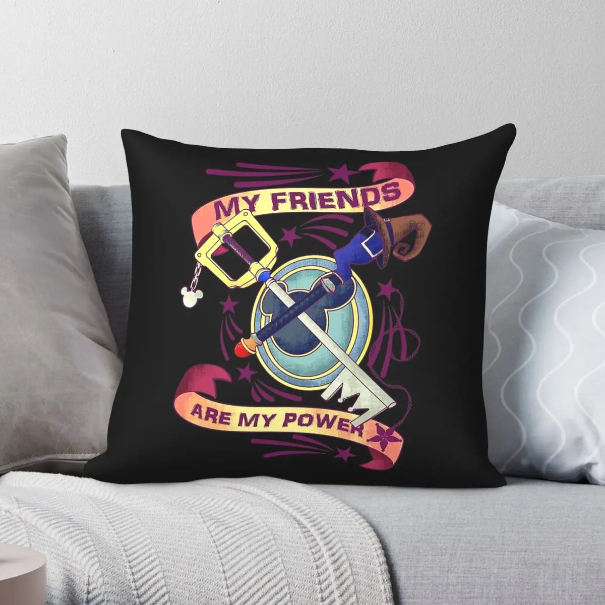 My Friends Are My Power Square Pillowcase Polyester Linen Velvet Printed Zip Decorative Throw Pillow Case Car Cushion Case 45x45