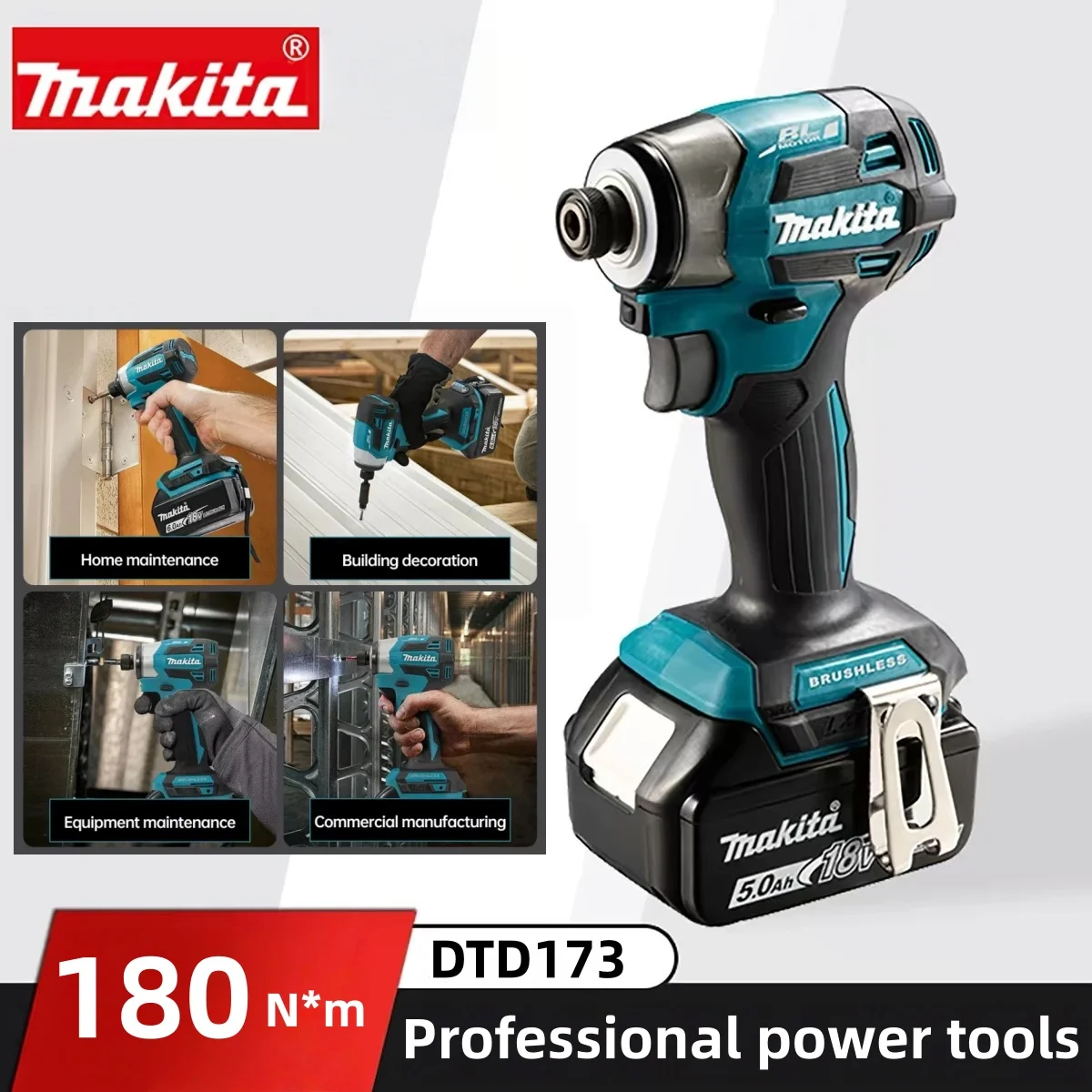 2025-makita-dtd173-bule-18v-brushless-lithium-ion-impact-driver-power-tool-multifunctional-tool-drill-bit-power-tool