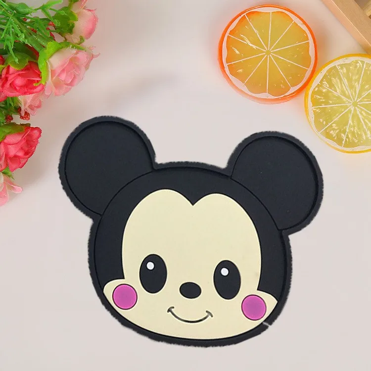 Disney Stitch Coaster Cute Cartoon Mickey Mouse Anime PVC Soft Rubber Coaster Heat Insulation Anti Scald and Anti Slip Pad