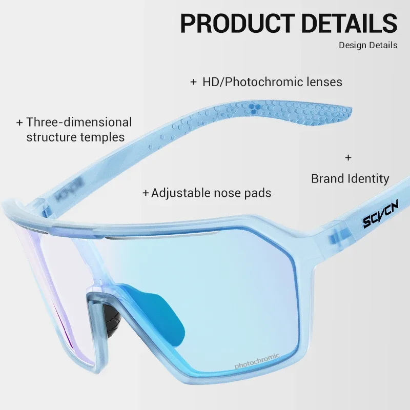 SCVCN Fotochromowe okulary rowerowe MTB Okulary rowerowe Outdoor Road Bike Kolarstwo UV400 Okulary Mężczyźni Kobiety Rower Sport Piesze wycieczki 2024 — zdjęcie 5