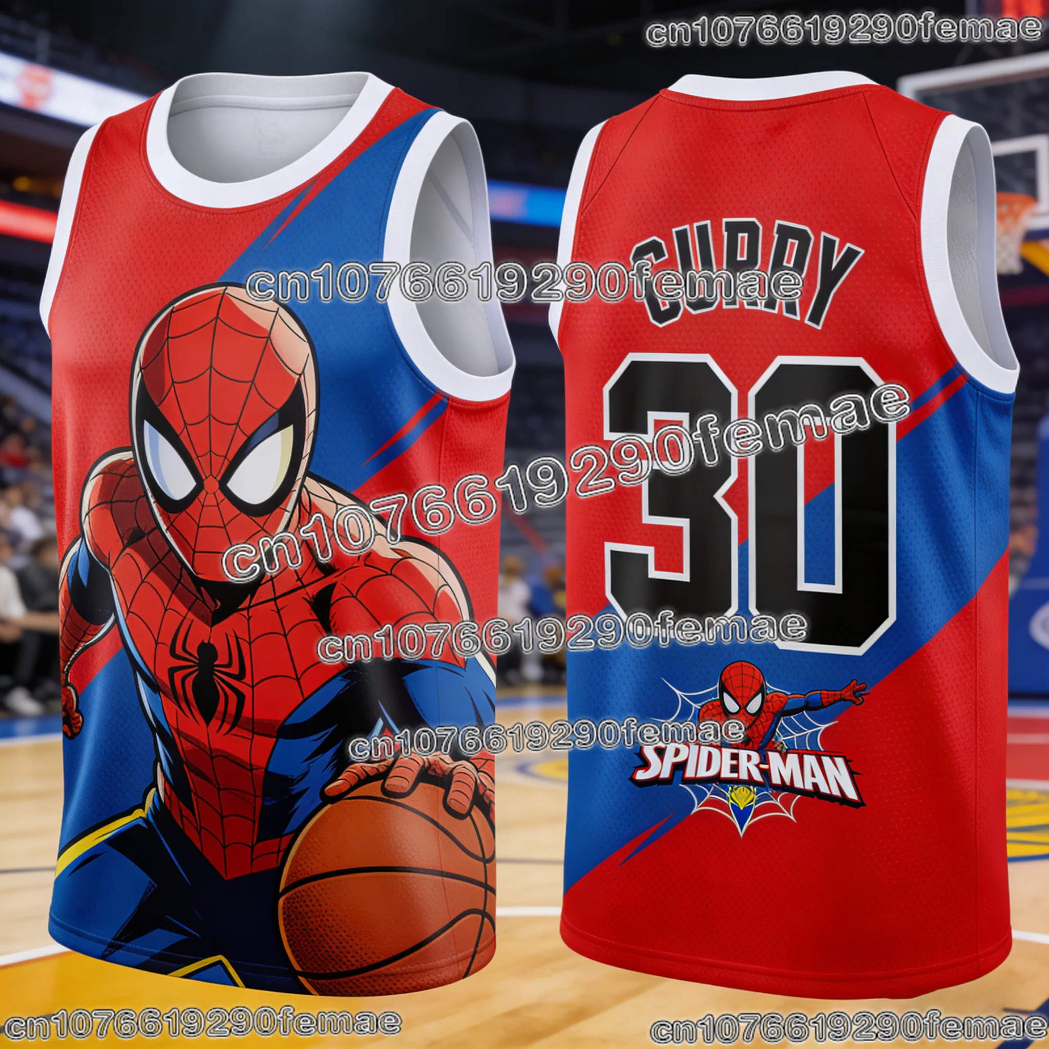 Camiseta de baloncesto exclusiva de Curry Spider Man, chaleco atlético para hombre con temática de dibujos animados para niños, ropa deportiva informal