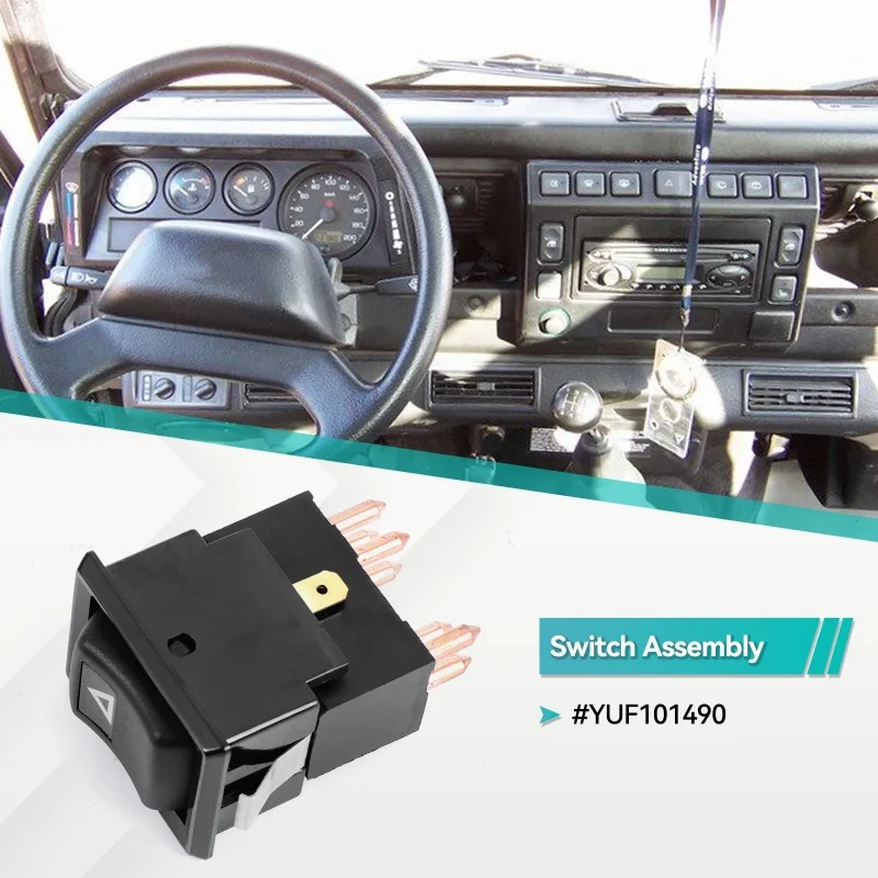 

1PC Car Hazard Warning Light Lamp Switch #YUF101490 For Land Rover Defender 90/110/130 All Models Emergency Signal