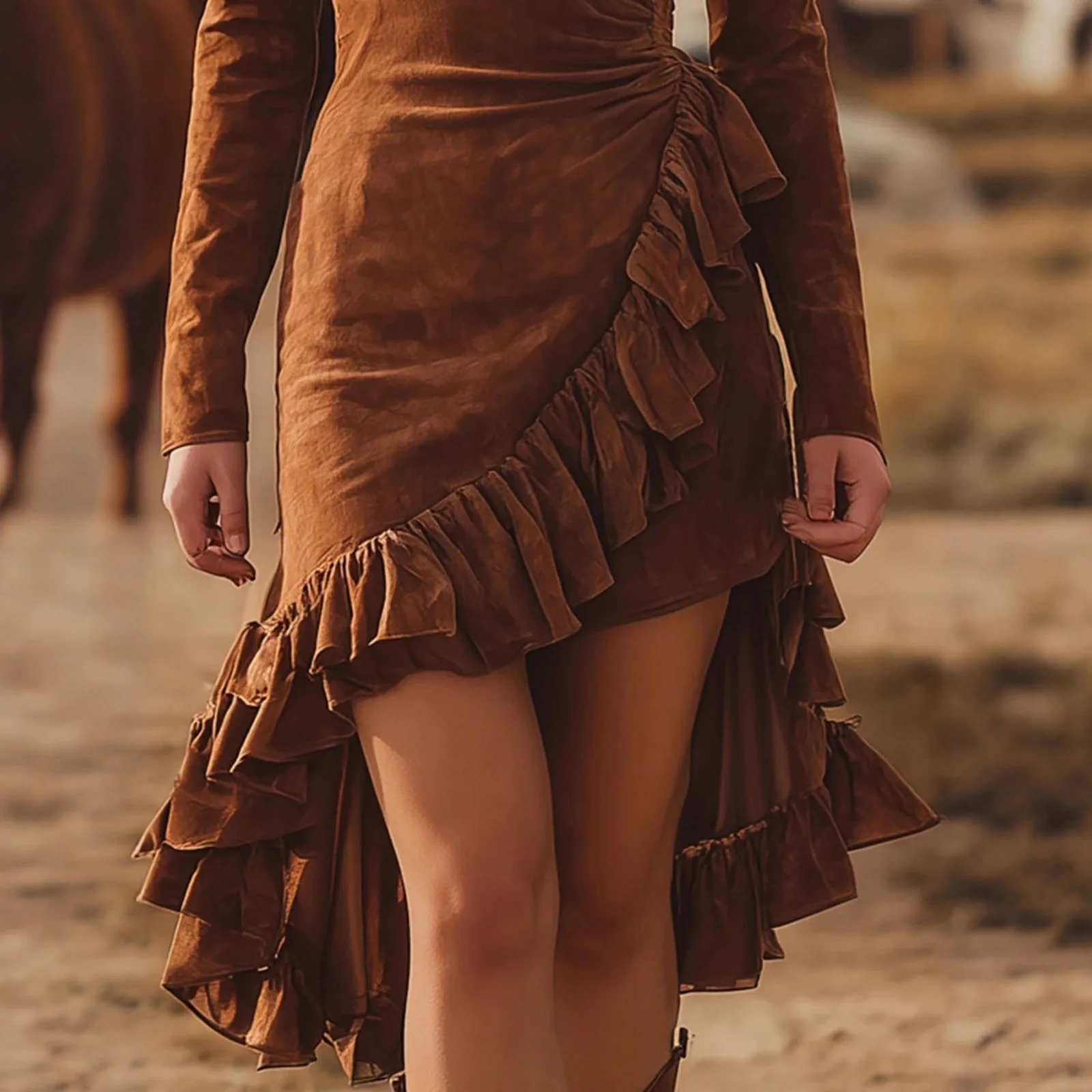 Robe à manches longues et col en v profond, couleur unie, serrée aux rides, à la mode, pour femmes, printemps et automne