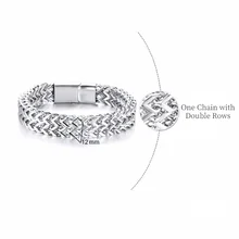 12mm Stainless Steel Men's Silver Color One Chain Double Rows Wristband Magnetic Clasp Bracelet 12mm Stainless Steel Men's Silver Color One Chain Double Rows Wristband Magnetic Clasp Bracelet
