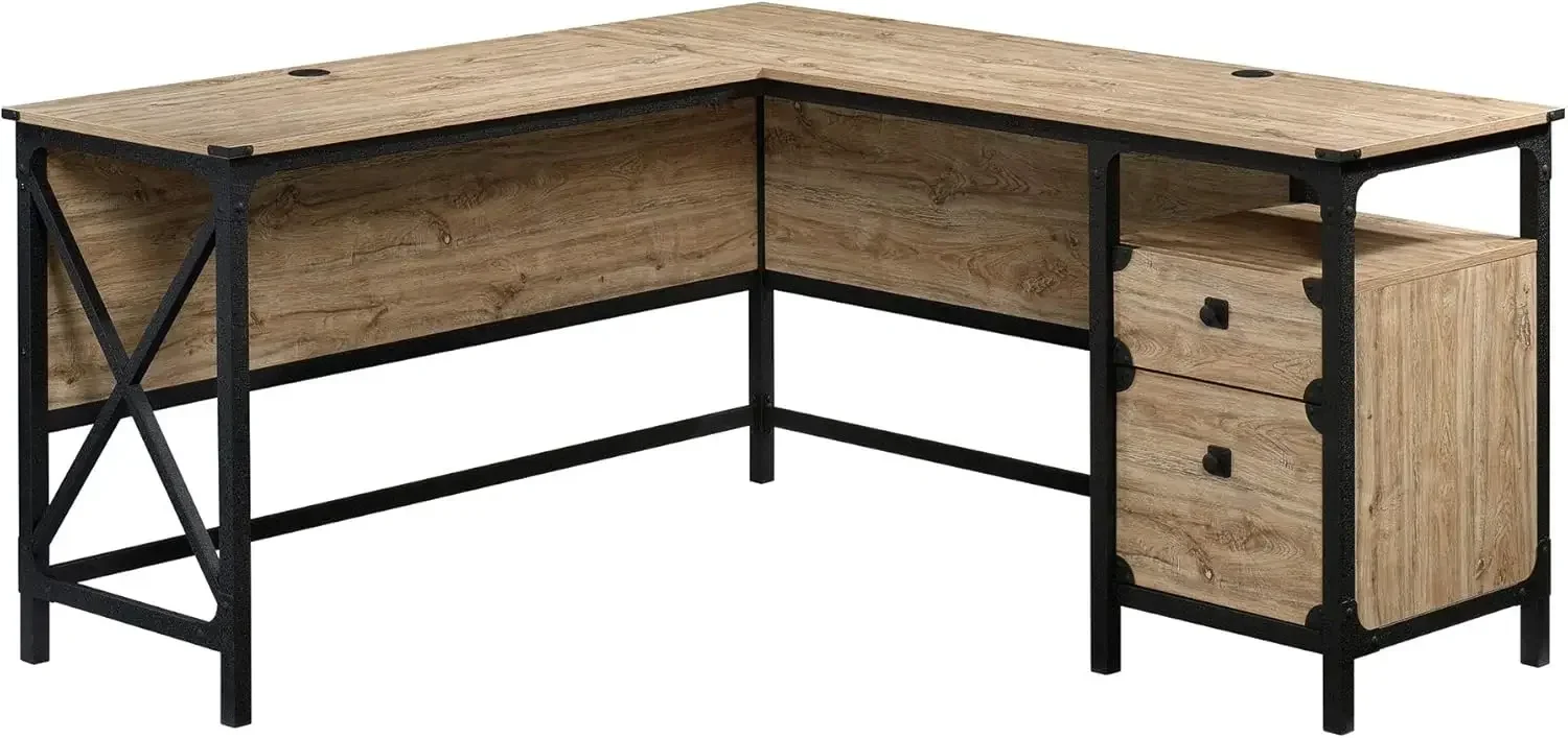 Steel River L-Shaped Desk, L: 59.84 x W: 57.32 x H: 29.53, Milled Mesquite Finish