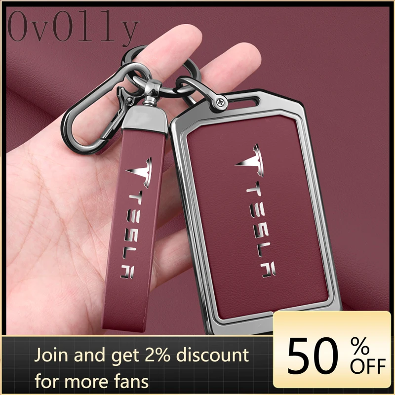 

Leather Car Key Case Cover Protector Holder Shell Fob For Tesla Model 3 S Model X Y Car Key Bag Auto Accessories