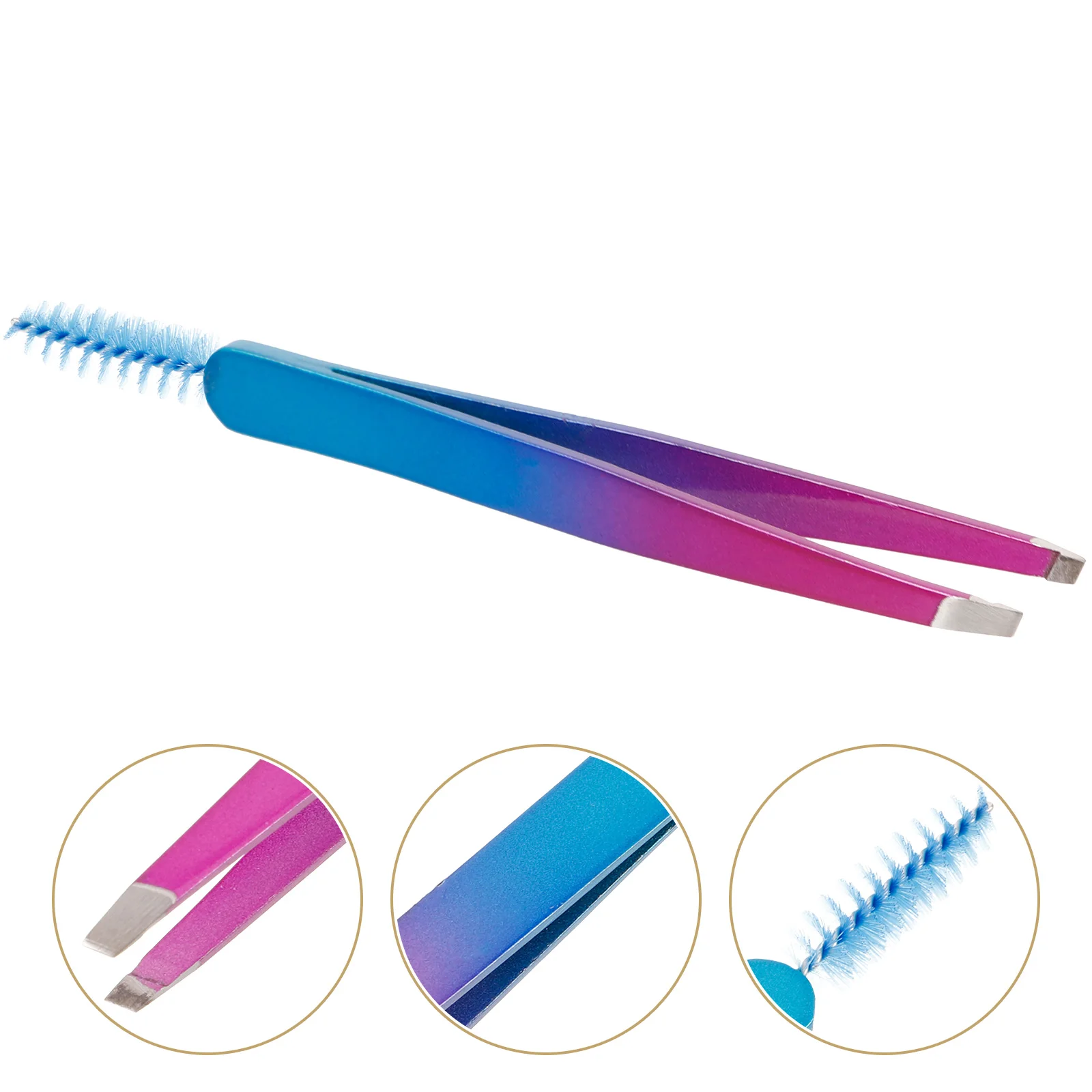 Pince à épiler pour sourcils en acier inoxydable, outil portable pour sourcils avec brosse pour femmes, facile à nettoyer, pince à épiler durable