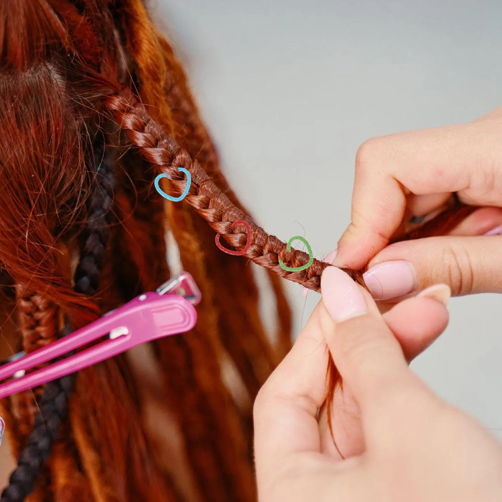 50Pcs Cute Love Shape Metal Hair Cuffs Colorful Hair Ring Cuffs for Girls Women Children Braiding DIY Hairstyles Stage