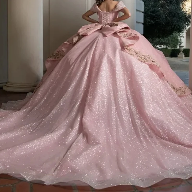 

Роскошное мексиканское женское пышное платье для дня рождения, бальное платье с кружевной аппликацией и бусинами, Vestido De xv Quinceanera 2026, по индивидуальному заказу