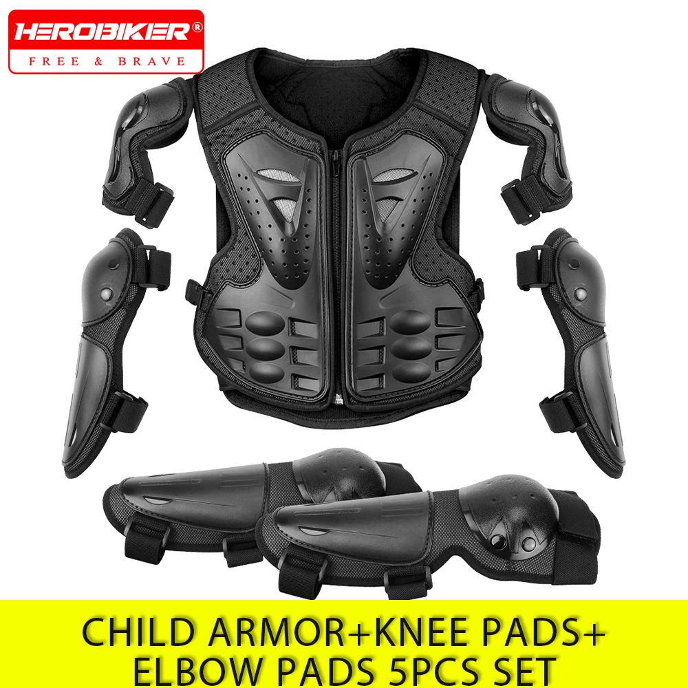 

Kids Motorcycle Armor Vest Protection Children Motocross Body Armor Protection Gears Riding Knee pads Moto Biker Full Armor