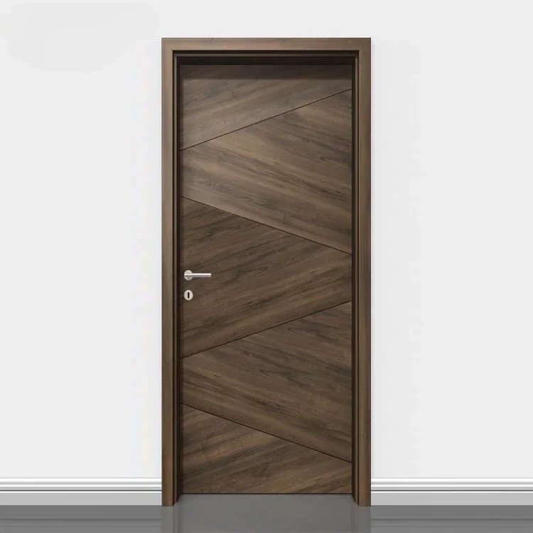 Prettywood Residential Prehung Waterproof Modern Flush Design American Red Oak Veneer MDF Interior Solid Wood Door For Houses