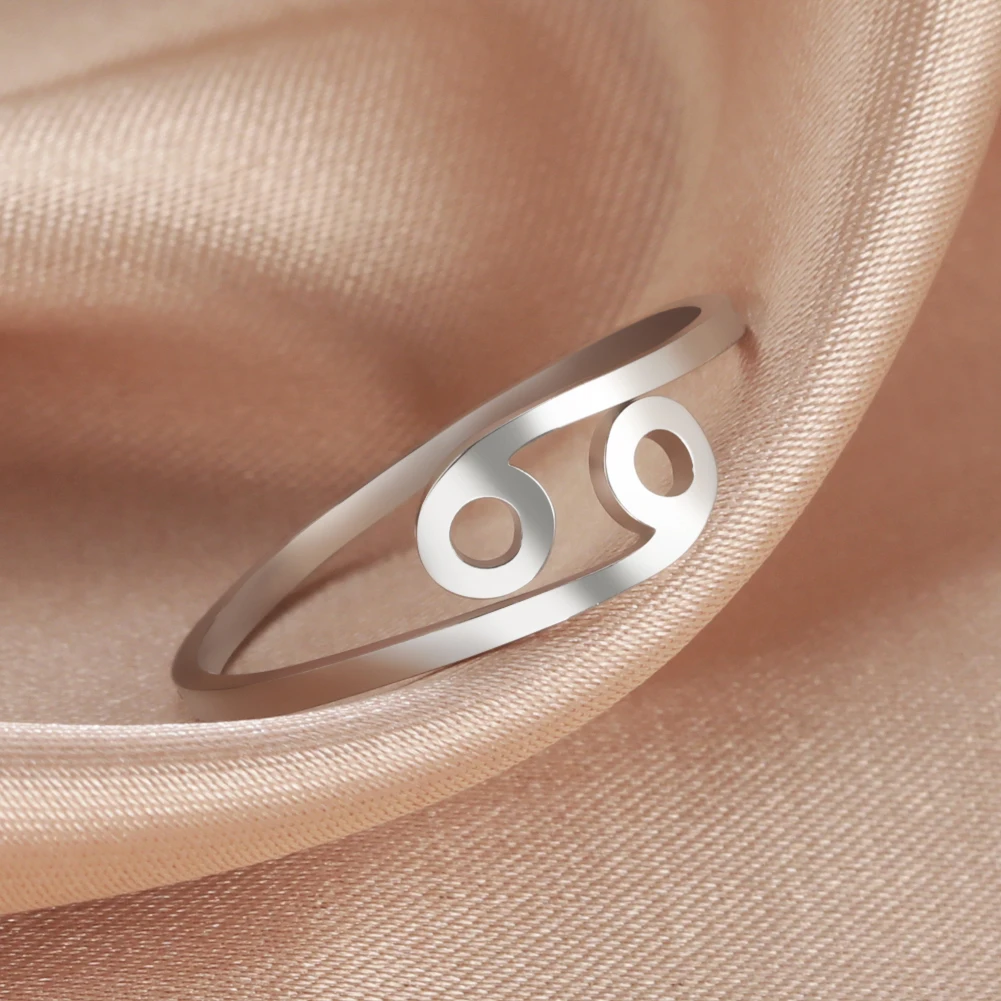 Kkjoy 12 anillos de constelación para mujer, anillos abiertos ajustables de acero inoxidable, Virgo, cáncer, Libra, Leo, Tauro, regalo de fiesta de cumpleaños