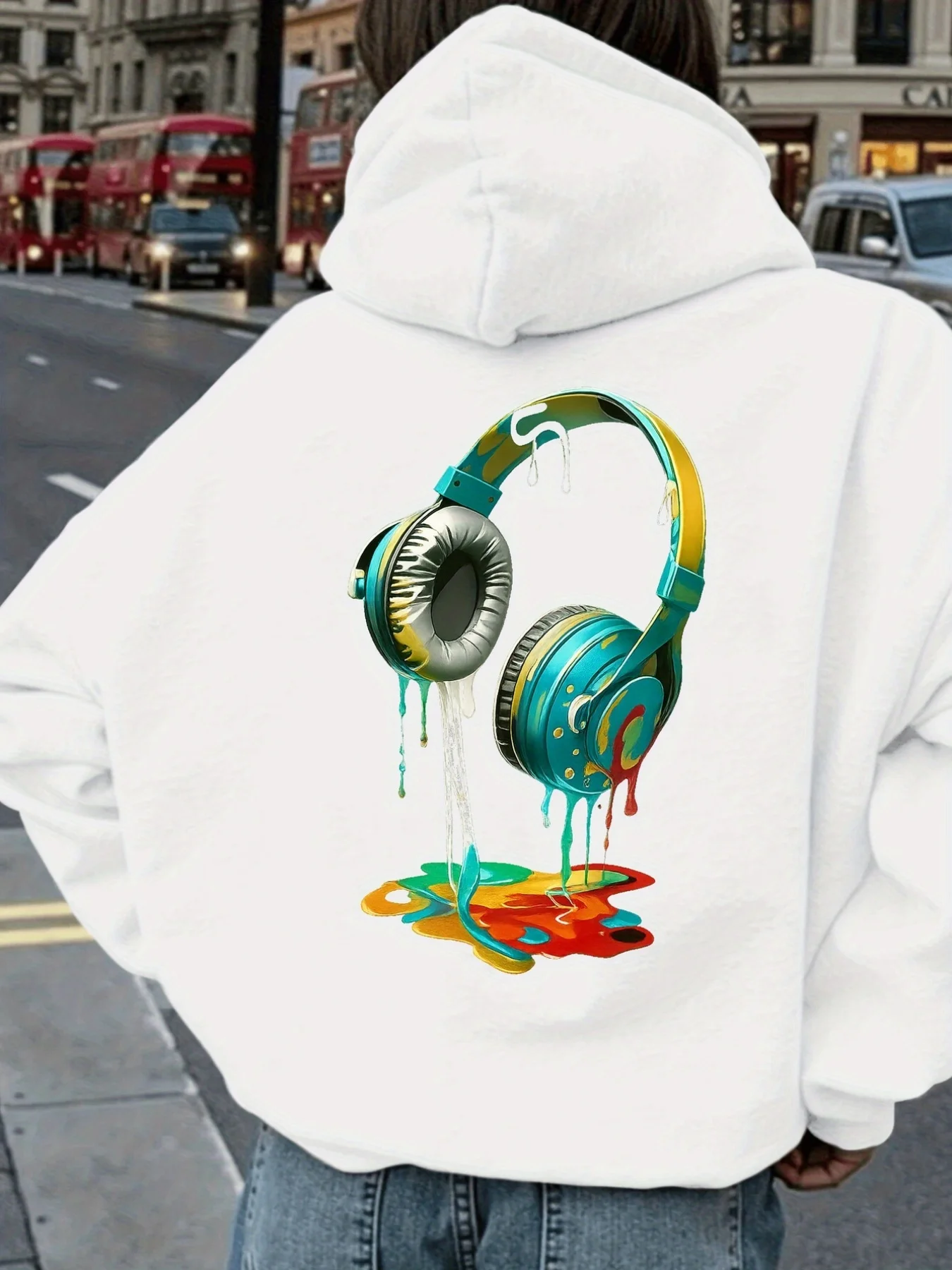 

Headphone Graphic Printing Autumn and Winter Pure Cotton Men's and Women's Hoodies Casual Outdoor Street Sports Loose Training