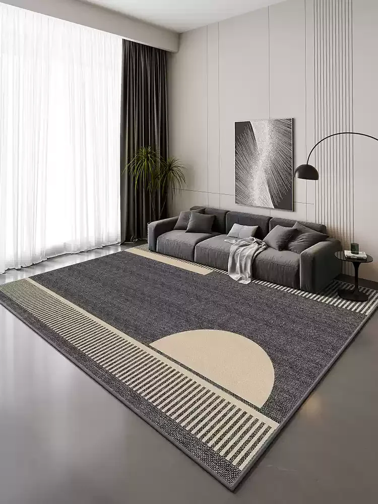 Carpet for Living Room Wabi-Sabi Style Black Striped Geometric Carpets Light Luxury High-End Decorative Rug Waterproof Room Rugs