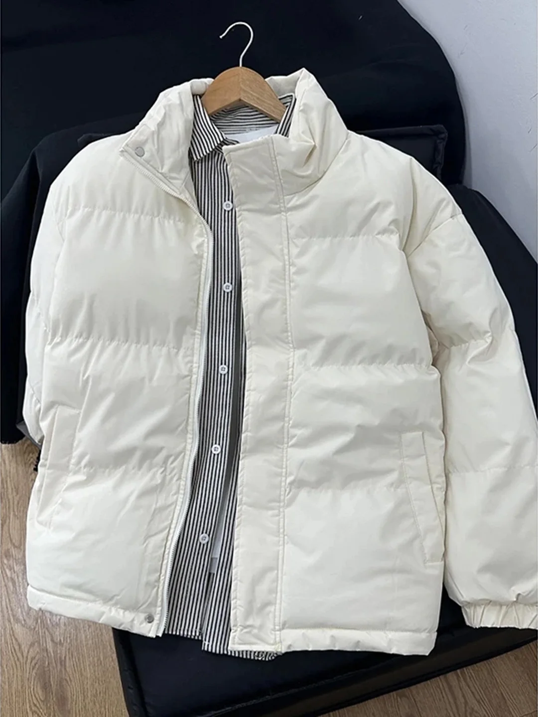 Thickened Cotton Jacket Men's Winter Warm Stand Collar Bread Style Coat Retro Brown Male Female Couples Casual Outerwear